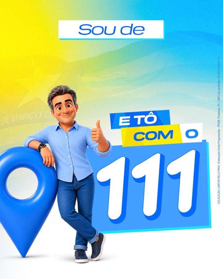 Arte Sou de... e tô com o 111 — personagem fazendo joinha