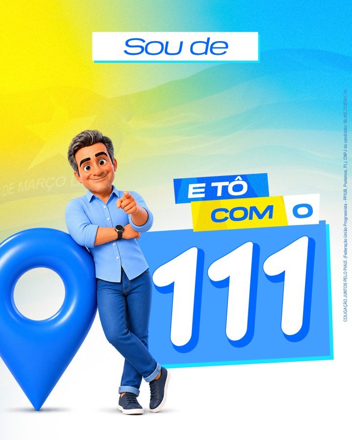Arte Sou de... e tô com o 111 — personagem apontando